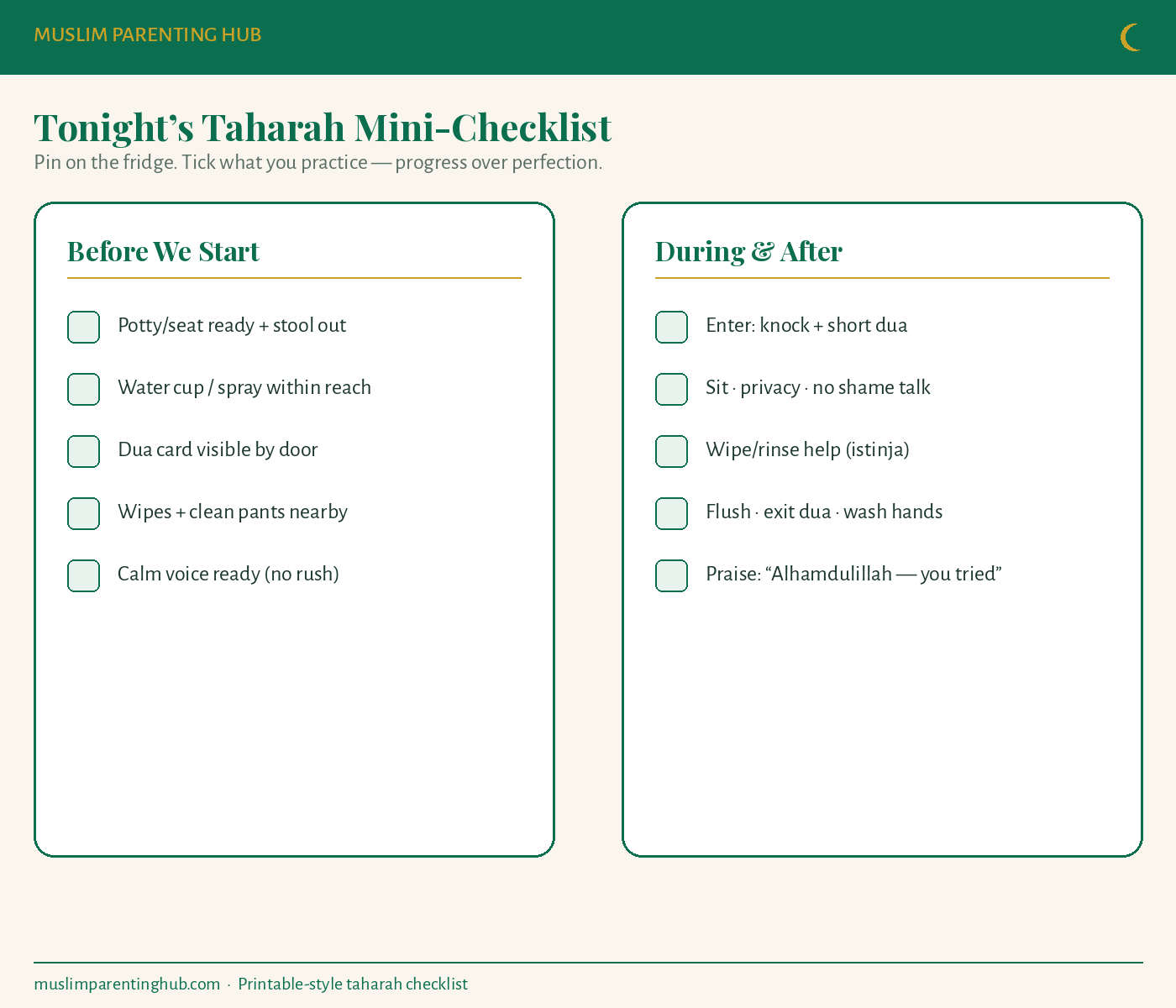 Tonight’s taharah mini-checklist