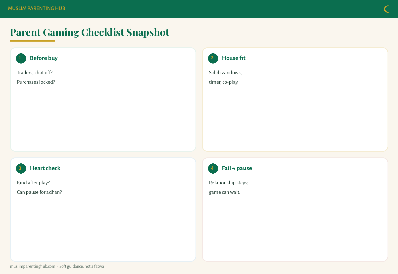 Printable gaming checklist